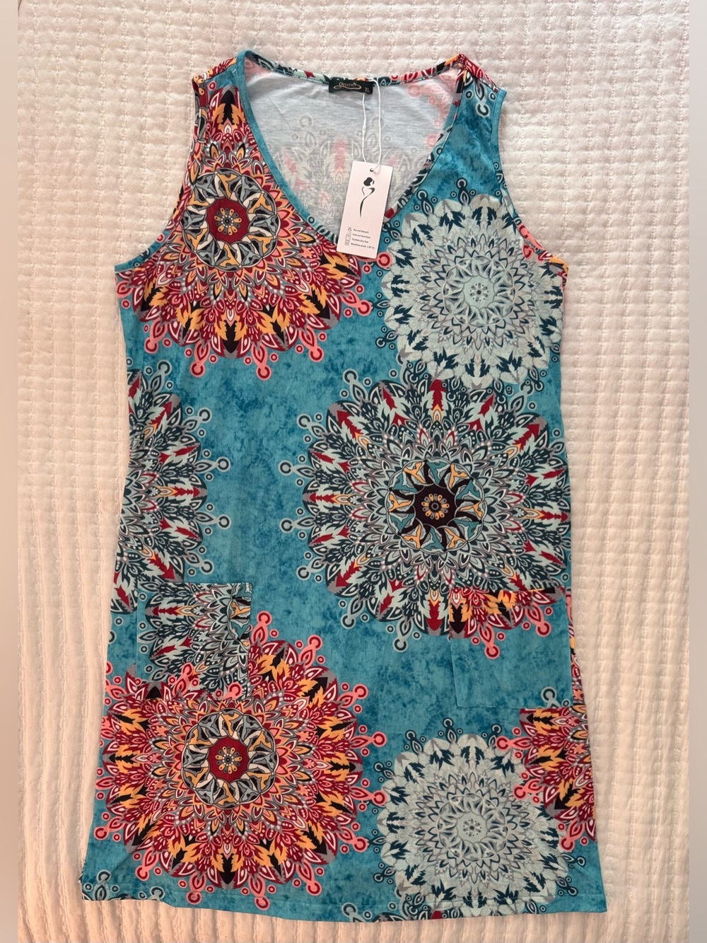 Ofeefan multicolor bohemian tank mini dress- Size XL